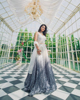 Embellished Sequence Work white Color Lehenga Choli